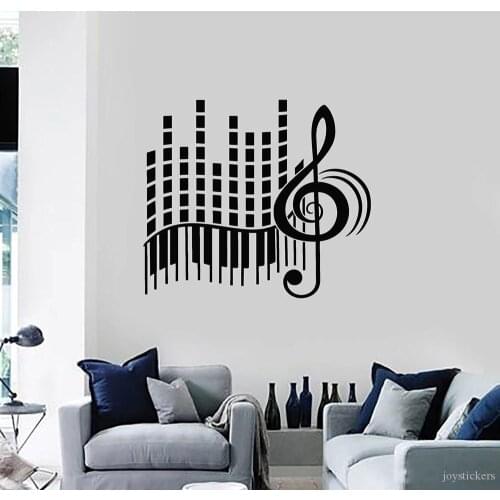 Love Music Vinyl Wall Decal Living Room Stereo Treble Clef Abstract Piano Large Wall Sticker Decoration Bedroom Art Mural joy209