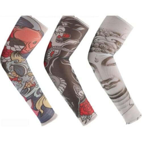 Ice Silk Summer Arm Sun-protective Sleeve Chinese Tattoo Sleeves Men Armguard Outdoor Biker Gloves Driving Fishing Longsleeve