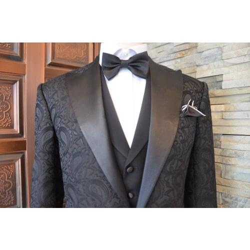 Tailor shop Print Wedding Suit Man jacket and Black Pants Custom Made Man Suit Stage Wear Cloth suit men wedding suits for men