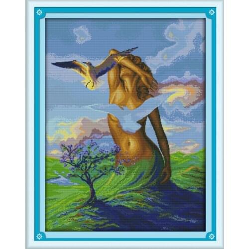 Earth goddess cross stitch kit people 18ct 14ct 11ct count print canvas stitches embroidery DIY handmade needlework