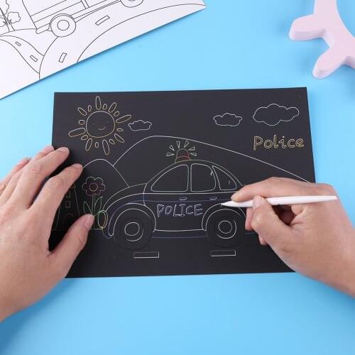 Creative Magic Painting Stick Set Toys 10pcs DIY Car Series Scratch Art Doodle Scraping Painting Puzzle Drawing Toys