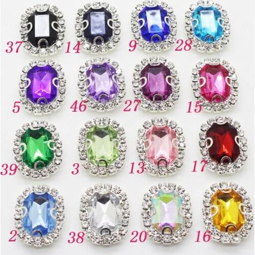 Novelty, 10 Pcs, Rectangular Arc Rhinestones, Acrylic Buttons For Clothes, DIY, Decorative Crafts, Sewing Accessories, Metal, 20