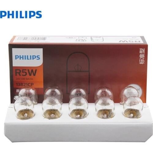 Philips Truck 24V Standard R5W 5W 13821CP BA15s Turn Signal Interior Lamps Original Position Stop Light Wholesale, Pack of 10