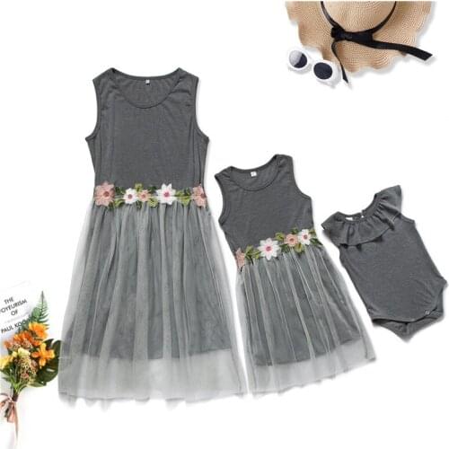 Mother Daughter Dresses Outfits Sleeveless Lace Dress Mom And Daughter Dress Romper Mother And Me Dress Matching Family Clothes