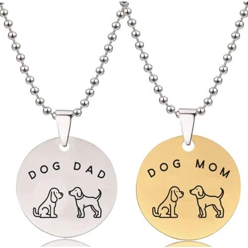 BLINGPAW Stainless Steel Pendant Neckalce Dog Dad Mom Keychain Bag Ornaments Tag Gold Silver Black Accessories for Pet Lovers