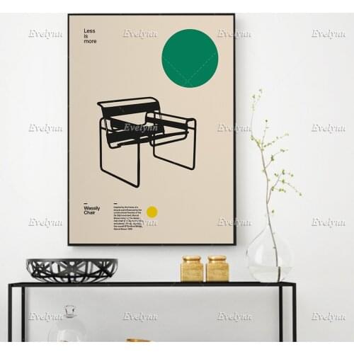 Poster Wassily Chair, Marcel Breuer, Minimal Furniture Bauhaus Design Wall Art Prints Home Decor Canvas Gift Floating Frame