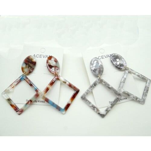 Print Acryl Acetaat Vierkante Oorbellen Voor Vrouwen Persoonlijkheid Editie Geometrische Party Girl Acryl Oorbellen earringA7