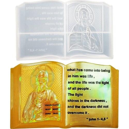 DIY Crystal Silicone Mold Bible Book Buddha Phonetic Reading Pendant Jewelry Silicone Mold For Resin Book Mould