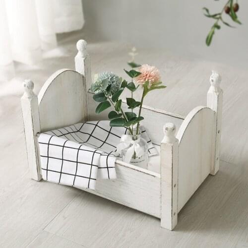 Baby props small bed 29*43cm photo studio photo phase hundred days newborn photography props small wooden bed full moon old