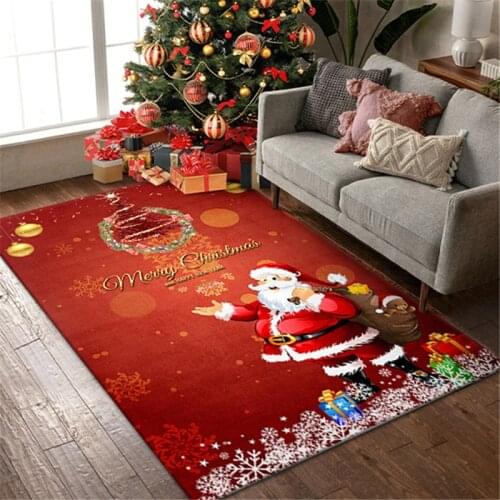 Christmas Decorations for Home 80*120cm Santa Claus Carpet Living Room Floor Mat Cartoon Mat Blanket Christmas Gift New Year