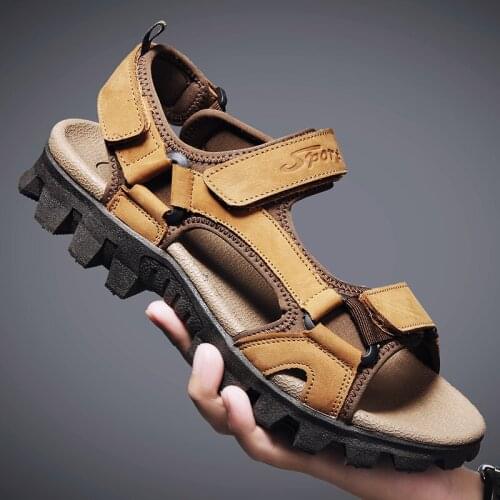 High-quality Mens Sandals Genuine Leather Soft Slide Male Casual Summer Shoes Beach Hiking Fishing Classical Sandals for Men