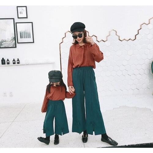 Family clothing mother and daughter clothes brand autumn new baby girl long sleeve shirts cotton and linen baby tee shirt blouse