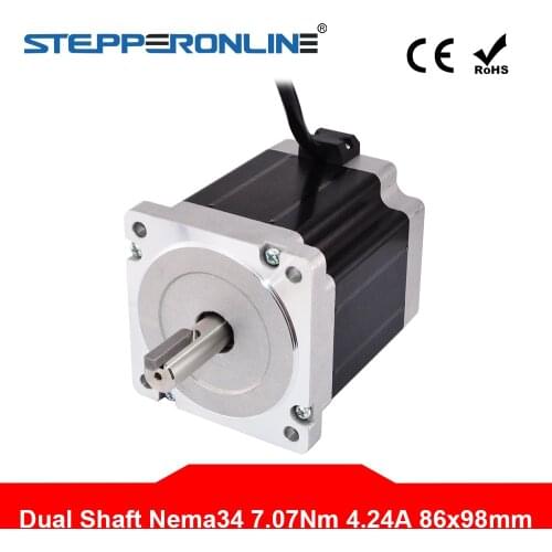 Keyway Dual Shaft Nema34 Stepper Motor 98mm 7.07Nm(1001oz.in) 4 Leads Step Motor 14mm Shaft for CNC Laser Cutting
