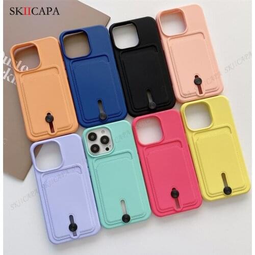 Liquid Silicone Card Holder Wallet Phone Case For iPhone 11 12 Pro Max 12 Mini XR XS Max 7 8 Plus ID Card Slot Shockproof Cover