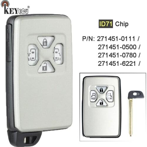 KEYECU 271451-0500 / 0780 / 0111 / 6221 Smart Card Remote Car Key Fob for Toyota Alpha Previa Sienna RV4 Yaris Corolla 2005-2010