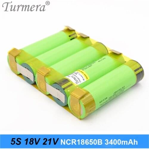 Turmera NEW 18650 battery 3400mah ncr18650b 18v 21v battery Pack for screwdriver battery weld soldering strip customize battery