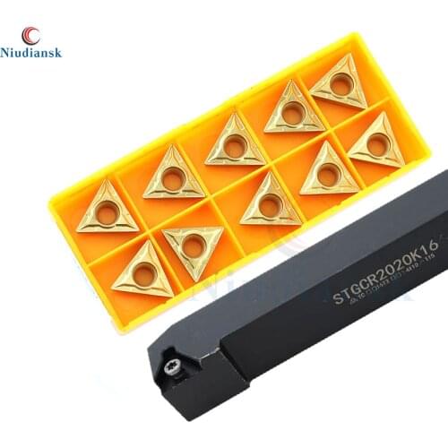 10pcs Carbide Inserts TCMT16T3 +1pc STGCR1616H16 External Turning Tool Holder STGCR2020K16 STGCR2525M16 STGCL CNC Lathe Tool Set