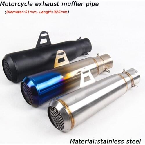 Input 2inch Exhaust Vent Pipe DB Killer Refit Motorcycle 325mm Length Tail Baffler Pipe Stainless Steel System Universal