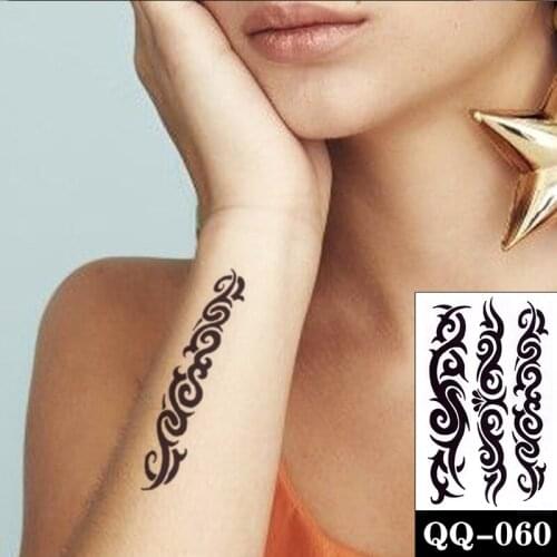 Waterproof Temporary Tattoo Sticker Black Totem Pattern Design Style Fake Tattoos Flash Tatoos Arm Hand Body Art for Women Men