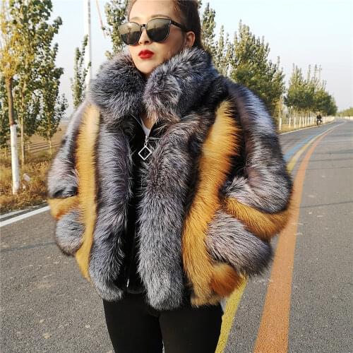 Genuine Fox Jacket Women Plus Size Real Fur Short Coat Silver Fox Fur Coat 2021 Full Sleeves Winter Plush Red Fur Coat Female