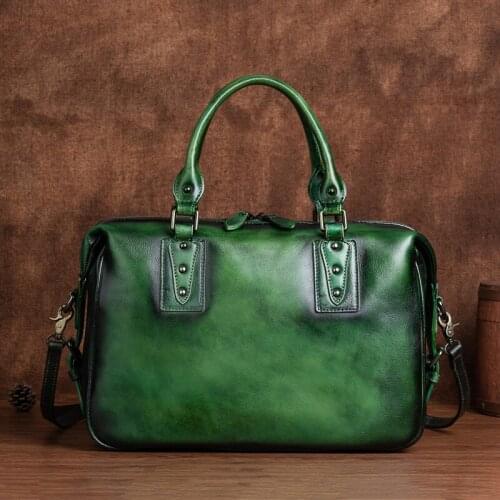 2021 Summer Genuine Leather Retro Green Women Bag Luxury Handbag Leisure Versatile Large Capacity Cowhide Female Shoulder Bags