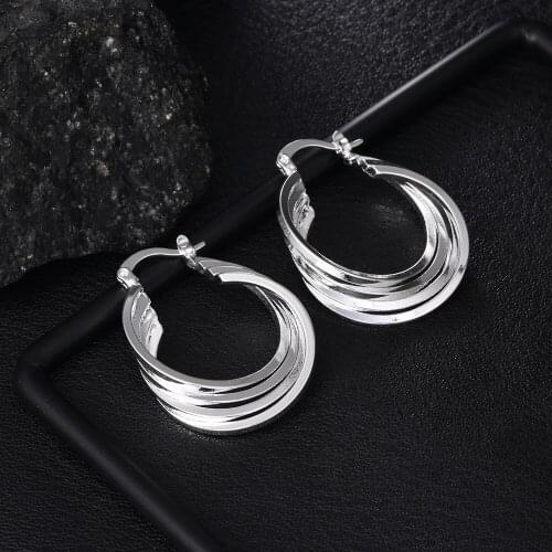 Holiday gifts high quality 925 Sterling Silver Retro circle Earrings for woman fashion Jewelry happy party wedding Jewelry