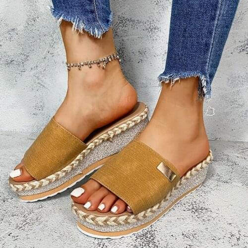 Plus Size Womens Wedges Slippers Summer Sandals Platform Zandalias De Mujer De Moda 2021 Slides Casual Vacation Sandals Woman