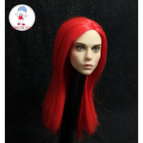 1/6 Female Head Sculpt Europe America Girl Women Head Carving Red Hair For 12" Phicen Captain Sparta Action Figure Body Dolls