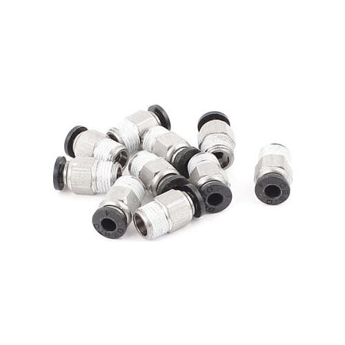 10Pcs Male Connector Tube OD 5/32 X NPT 1/8 Pneumatic Air Tube Fitting Black Hat