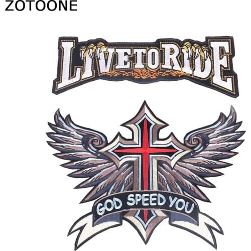 ZOTOONE 2pcs Live To Ride Iron on Patches for Clothing Large Back Patch Applications Embroidery Patches DIY Clothes Decoration E