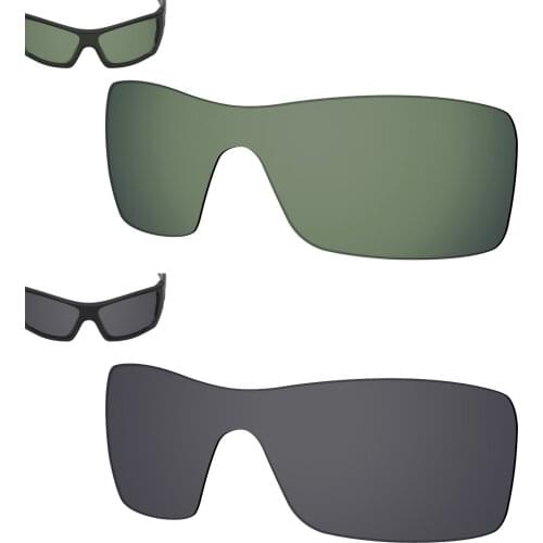 SmartVLT 2 Pieces Polarized Sunglasses Replacement Lenses for Oakley Batwolf-Grey Green and Solid Black