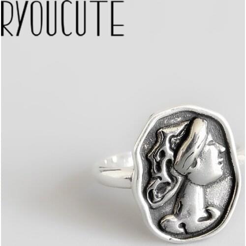 2019 Fashion Vintage Silver Color Queen King Rings for Women Jewelry Adjustable Size Finger Engagement Antique Ring