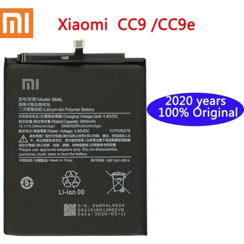 4030mAh New BM4L 100% Original XIAO MI Phone Battery for Xiaomi Mi CC9 CC9e Replacement Batteries Xiaomi bateria CC9 Mi9 Lite