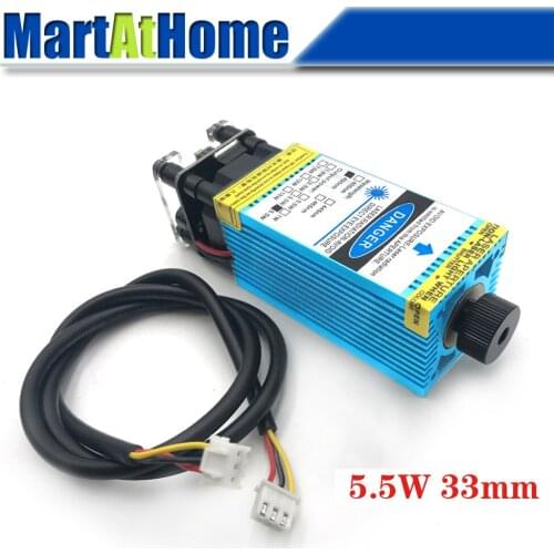 5.5W 450nm Laser Module Blue Violet TTL PWM DC 12V 3P Adjustable Focal Length Built-in Driver for CNC Engraving Cutting