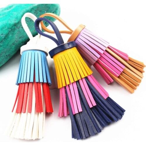 6Pcs Mix Colors Pu Leather Tassels For Women Bag charms Pendant /Jewelry findings Diy Accessories