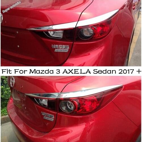 Lapetus Accessories Exterior Rear Tailgate Lights Lamp Eyelid Eyebrow Cover Trim Fit For Mazda 3 AXELA Sedan 2017 2018 ABS