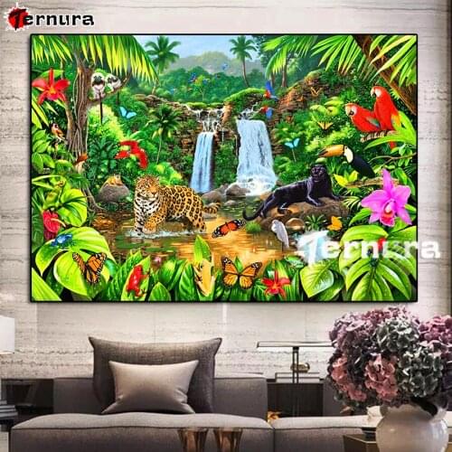 5D diy Diamond Painting mosaic Animals Butterflies Birds Leopard Tigers Natural Scenery embroidery cross stitch rhinestone decor