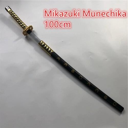 Anime Roronoa Zoro Wooden Sword Weapon Cosplay Mikazuki Munechika Wood Ninja Knife Samurai Sword Prop Toys for teens 100cm