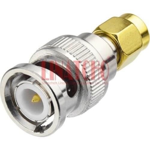 Walkie Talkie Antenna Connector RF 50ohm Brass Straight BNC Male to SMA Male Adapter