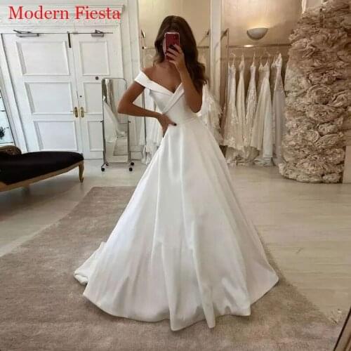 Satin Off The Shoulder Wedding Dress платье Vestidos De Novia Wedding Party Dress Robe De Soiree Bride To Be MF0088