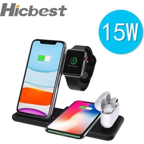 15w 3 in 1 Wireless Charger for iPhone Fast Wireless Charging Induction Charger for iPhone 11 Airpods Pro 1 2 Apple Watch 5 4 3