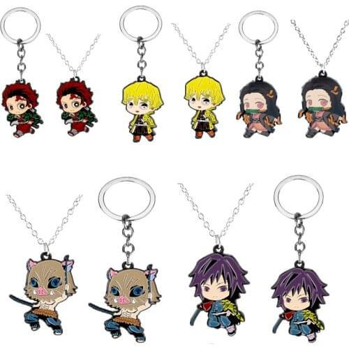Demon Slayer Keychain Kimetsu No Yaiba Metal Keyring Jewelry Comic Anime Charactor Pendant Key Chains Cute Car Key Keychains