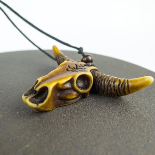 Bronze Bull skull Pendants Bone Art Imitation Yak Bone Material Necklace Pendant Vintage Mens Necklaces #GZ113