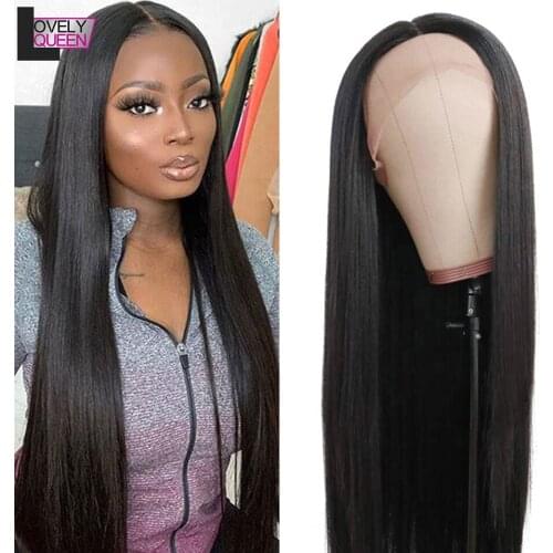 T Part Lace Wig Human Hair Straight Human Hair Wigs 30 32 Inch Peruvian Hair Wigs For Women Pre Plucked Lace Part Wig