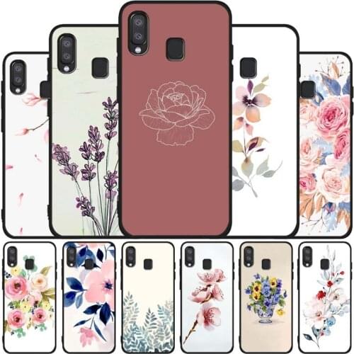 Watercolor flower black soft phone Case For Samsung A10 20 30 40 50 30S 50S 60 70 M10 M30S M40 A31 51 71 A20E A10E A21S