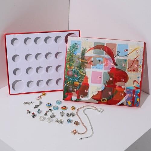 DIY Charm Bracelet Jewelry Countdown Calendar for Christmas Kids Xmas Gifts Cute Christmas Santa Advent Countdown Calendar Box