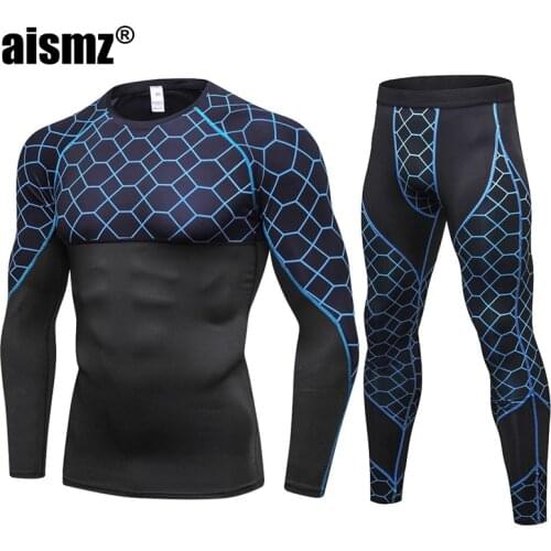 Aismz New Long Johns Winter Thermal Underwear Sets Men Quick Dry Anti-microbial Stretch Mens Thermo Underwear Male Warm Fitness