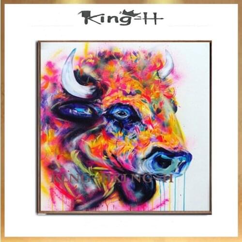 Handpainted Cow Oil Paintings Wall Picture Animal Oil Painting on Canvas Cow Wall Art Paint for Home Decoration