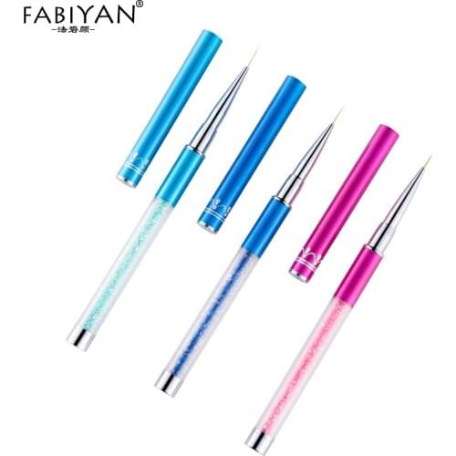 Nail Art Line Brush Painting Flower Drawing Pen Metal Acrylic UV Gel Polish Tip Design Crystal Rhinestone Tool Manicure 7/9/11mm