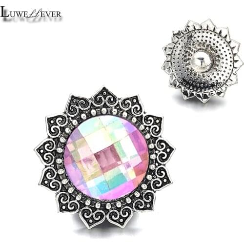 Luwellever Component w015 Crystal 18mm Metal Snap Button For Bracelet Necklace Interchangeable Jewelry Accessorie Findings